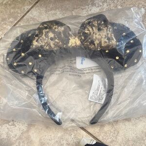 Disney Black and Gold Minnie Mouse Ears Headband